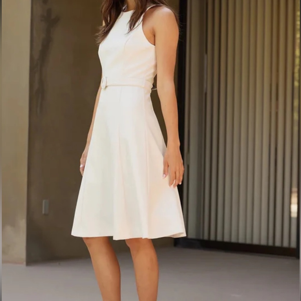 LUCY PARIS Vegan Leather AIMEE Belted Racerback Midi Dress Size M NWT